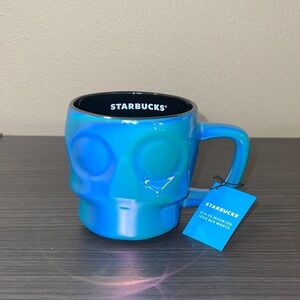 NWT Starbucks 2025 Fall Blue Iridescent Skull Black Interior Coffee Mug Cup